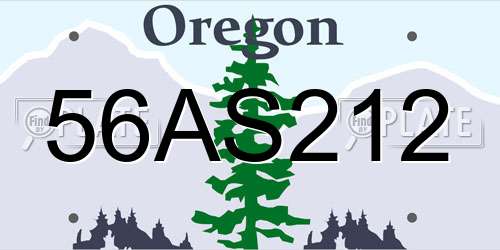 56AS212 Oregon License Plate