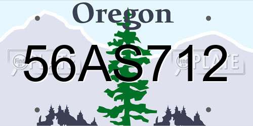 56AS712 Oregon License Plate