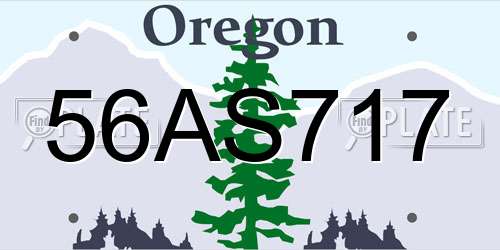 56AS717 Oregon License Plate