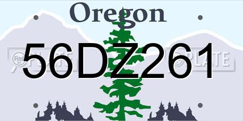 56DZ261 Oregon License Plate