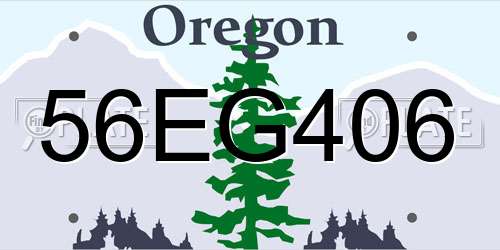 56EG406 Oregon License Plate