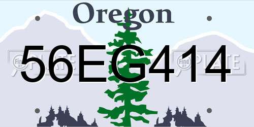56EG414 Oregon License Plate