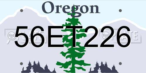 56ET226 Oregon License Plate