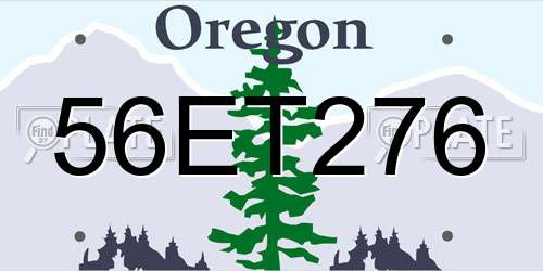 56ET276 Oregon License Plate