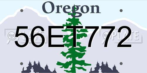 56ET772 Oregon License Plate