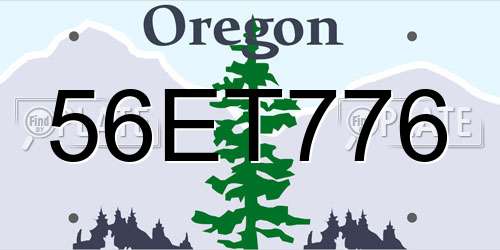 56ET776 Oregon License Plate