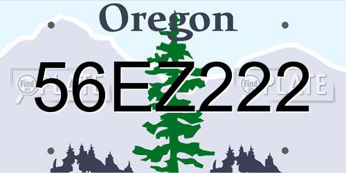 56EZ222 Oregon License Plate