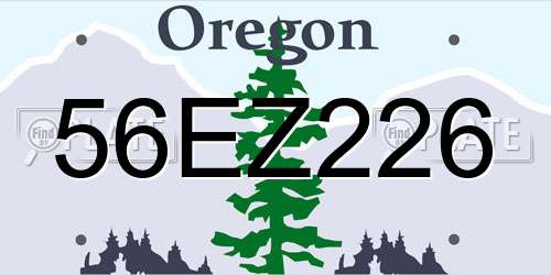 56EZ226 Oregon License Plate