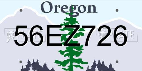 56EZ726 Oregon License Plate