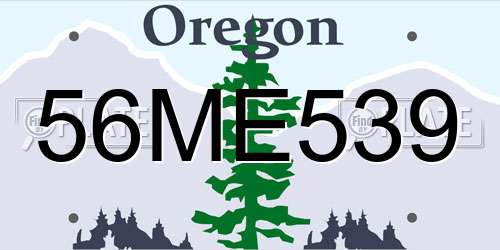 56ME539 Oregon License Plate