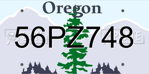 56PZ748 Oregon License Plate