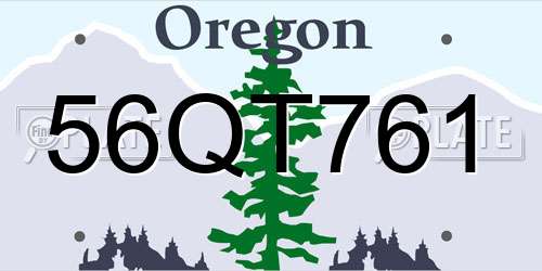 56QT761 Oregon License Plate