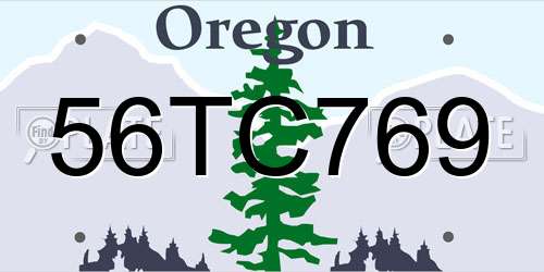 56TC769 Oregon License Plate