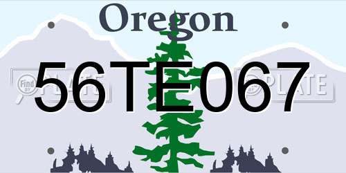 56TE067 Oregon License Plate