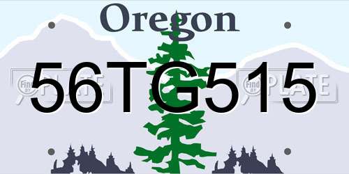56TG515 Oregon License Plate