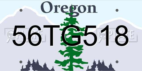 56TG518 Oregon License Plate