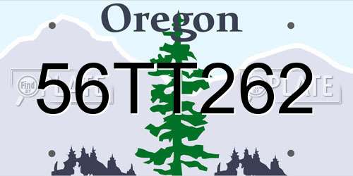 56TT262 Oregon License Plate