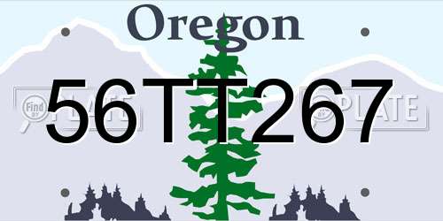 56TT267 Oregon License Plate