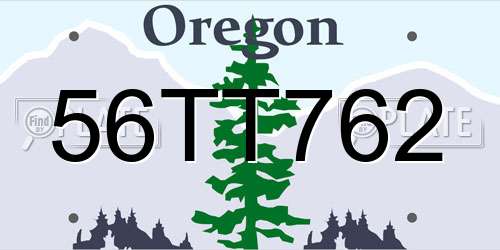 56TT762 Oregon License Plate