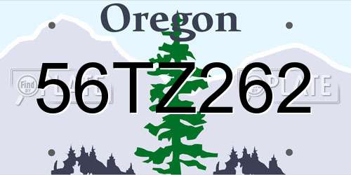 56TZ262 Oregon License Plate