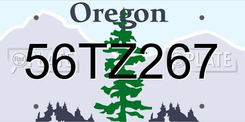56TZ267 Oregon License Plate