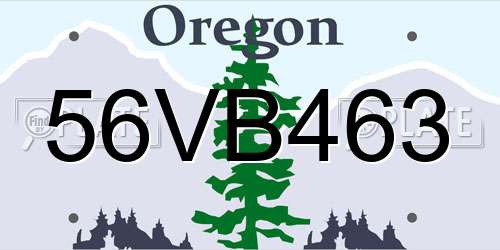 56VB463 Oregon License Plate