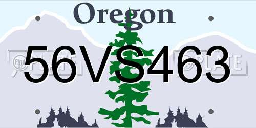 56VS463 Oregon License Plate