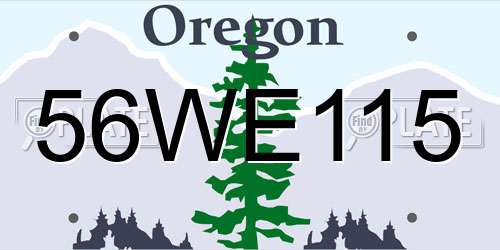 56WE115 Oregon License Plate