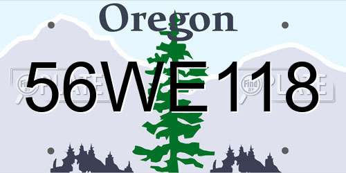 56WE118 Oregon License Plate