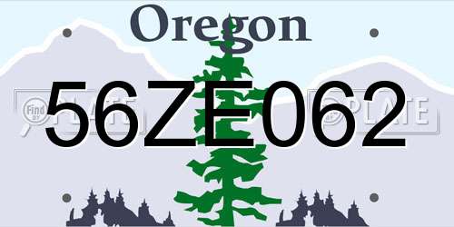 56ZE062 Oregon License Plate