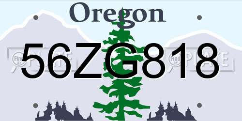 56ZG818 Oregon License Plate