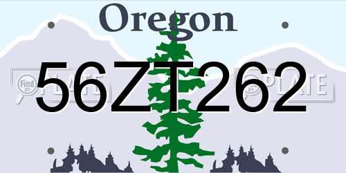 56ZT262 Oregon License Plate