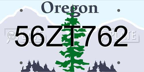 56ZT762 Oregon License Plate