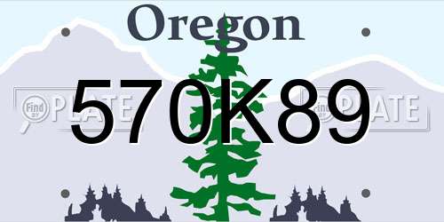 570K89 Oregon License Plate