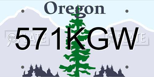 571KGW Oregon License Plate
