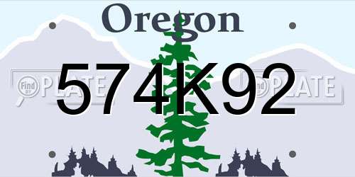 574K92 Oregon License Plate