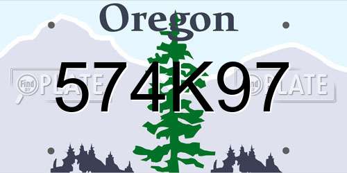 574K97 Oregon License Plate