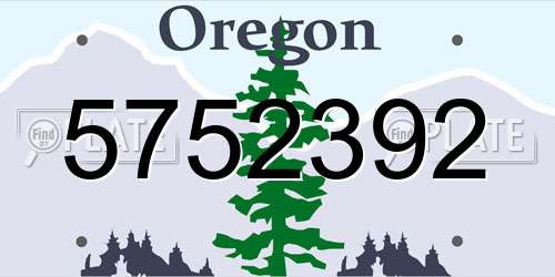 5752392 Oregon License Plate