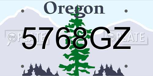 5768GZ Oregon License Plate