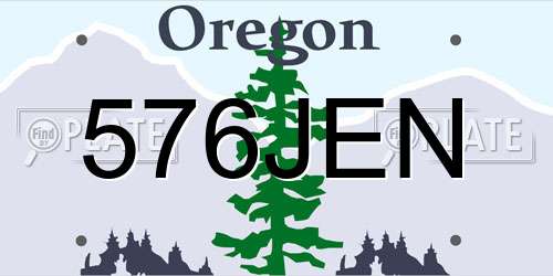 576JEN Oregon License Plate
