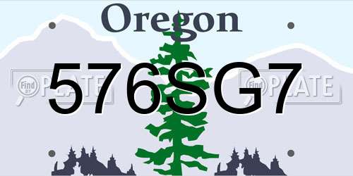 576SG7 Oregon License Plate