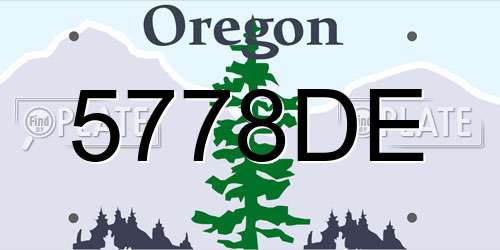 5778DE Oregon License Plate