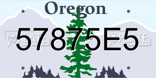 57875E5 Oregon License Plate