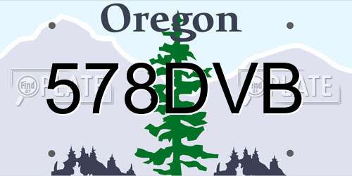 578DVB Oregon License Plate