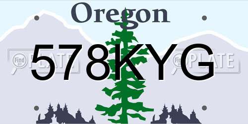 578KYG Oregon License Plate