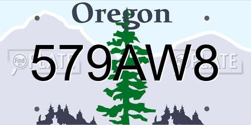 579AW8 Oregon License Plate