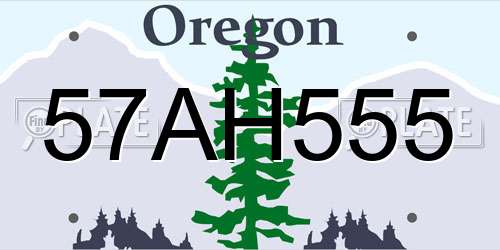 57AH555 Oregon License Plate