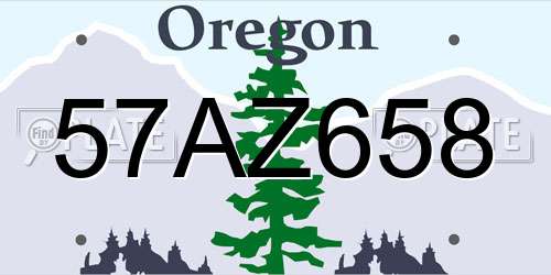 57AZ658 Oregon License Plate