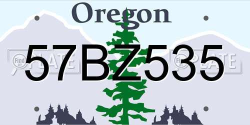 57BZ535 Oregon License Plate