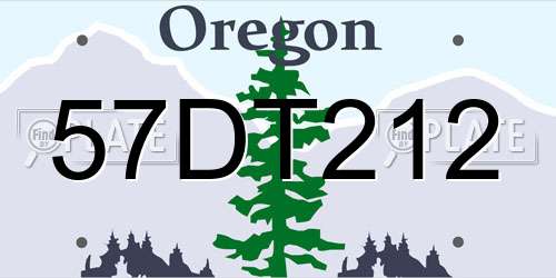 57DT212 Oregon License Plate